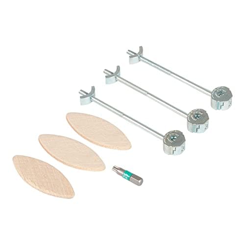 Image of Trend ZIPBOLT Compact Laminate Worktop Connector Kit, 12-15mm Thickness, Zinc-Plated Steel, Includes T25 Torx Bit & No.20 Biscuits, ZIP/20/100/3