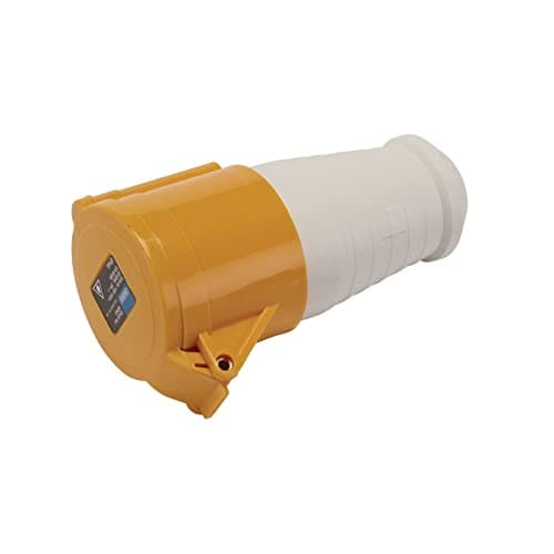 Image of Draper 08962 110V Site Socket, 32A, Spring hinged lid, 100-130V, IP44 Splashproof, Yellow