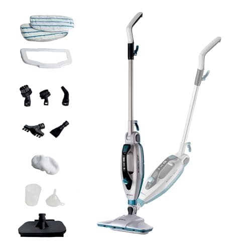 Image of Ariete 4175 Foldable 10-in-1 Steam Mop, 1500 Watts, 10 Functions in 1, Accessories Kit, 350 cc Capacity, White/Blue