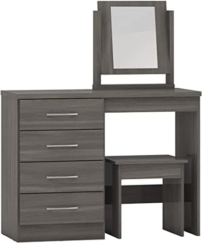 Image of Seconique Nevada Dressing Table Set in Black Wood Grain