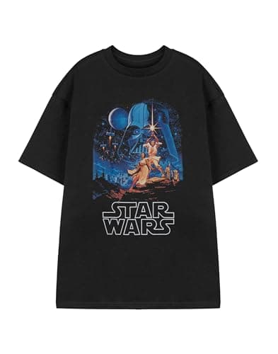 Image of Star Wars Mens Black Short Sleeved T-Shirt | Classic Sci-Fi Graphic Tee | Retro Darth Vader, Luke Skywalker & Yoda Print Apparel for Men | Movie Merchandise Gift