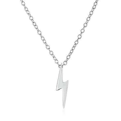Image of Bling Jewelry Tiny Minimalist Geometric Zig Zag Flash Lightning Bolt Pendant Necklace For Women Teen .925 Sterling Silver