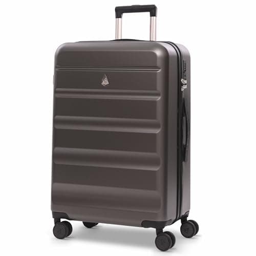Image of Aerolite Medium 24in 67L Lightweight ABS Hard Shell 4 Wheel Spinner Travel Hold Checked Check in Luggage Suitcase (Charcoal, M 24in)