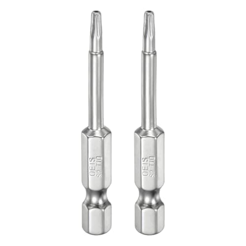Image of sourcing map 2pcs T10 Security Torx Bit 1/4" Hex Shank 2" Long S2 Steel Magnetic Tamper Resistant Star Bits Screwdriver Torx Head with Hole for Driver Drill Bits Remove Fastening Screws