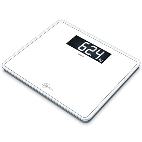 Image of Beurer GS410 Signature Line Glass Bathroom Scale - White| XXL standing area | Made from safety glass for a robust and stylish finish | XXL digital display | 200kg weight capacity