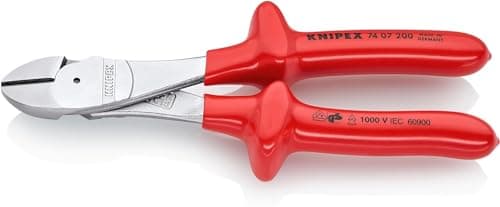 Image of KNIPEX High Leverage Diagonal Cutter Chrome-Plated with Dipped Insulation, VDE-Tested 200 mm, 74 07 200