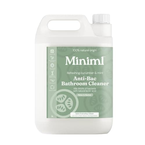 Image of Miniml Anti-Bac Bathroom Cleaner Spray, 5L Refill - Cucumber & Mint Scent, Removes 99.9% of Bacteria, Cruelty-Free, Vegan, Natural & Plant-Based Powerful Anti-Bacterial Cleaning Formula Bulk Buy