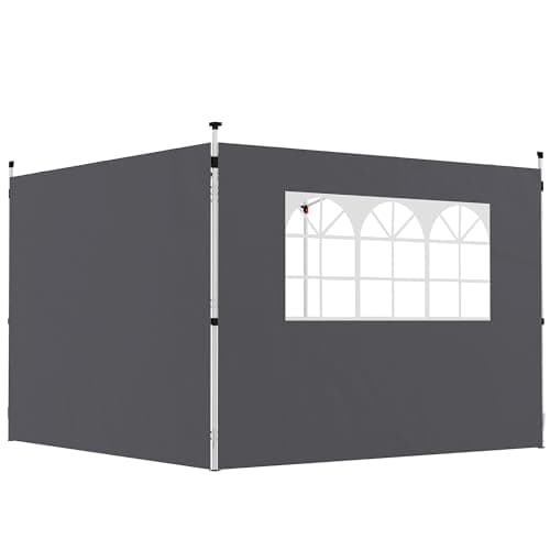 Image of Outsunny 3 Meters Gazebo Replaceable Exchangeable Side Panel Wall Panels Walls With Window, Dark Grey