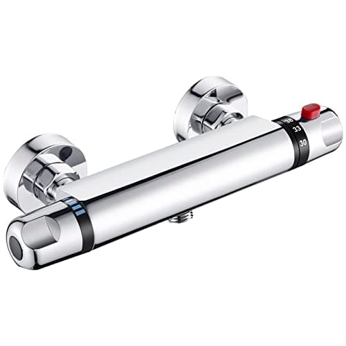 Image of Thermostatic Shower Mixer Bar Wall Mounted Shower Mixer Tap Chrome Brass Shower Thermostatic Mixer Valve, 38°C Anti Scald Shower Bar Mixer Valve Intelligent Constant Temperature Exposed for Bathroom