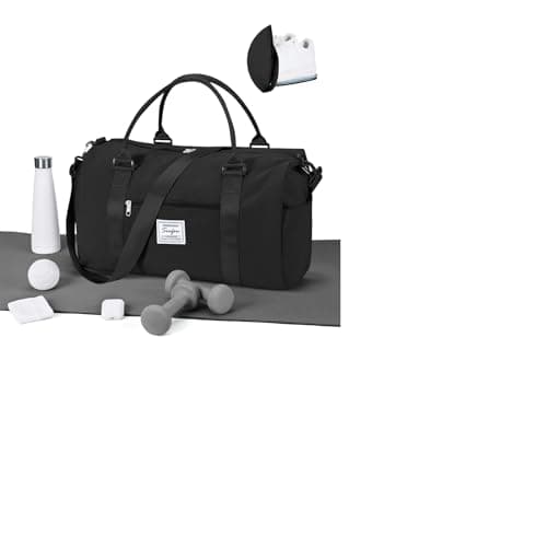 Image of WEPLAN Gym Bag Womens Men Sports Fitness Bags Weekend Overnight Bag Travel Duffle Bags for Women with Shoes Compartment Wet Pocket,Holdall Hospital for Swimming Carry on Hand Luggag,A1-Black