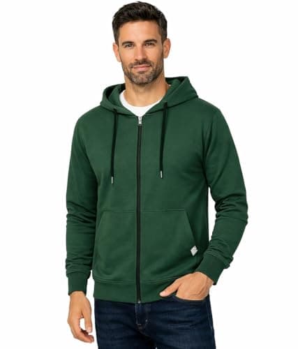Image of Blu Apparel Men's Full Zip Hoodie French Terry Hoodies for Men (UK, Alpha, L, Regular, Regular, Green)