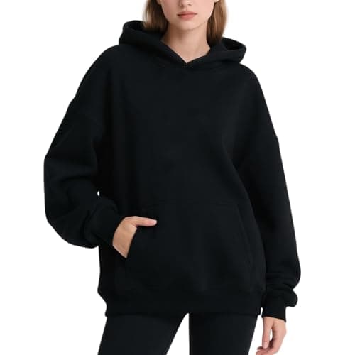 Image of BOYSSPAA Women's Oversized Hoodie Sweatshirt with Pocket Casual Pullover Hooded Jumper (UK, Alpha, M, Regular, Regular, Black)