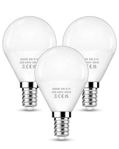 Image of EvaStary E14 LED Light Bulb, LED Golf Ball Bulb Small Screw 3000K Warm White, 5W (40W Equivalent) SES E14 G45 P45 Energy Saving Bulbs, Non-Dimmable, Pack of 3