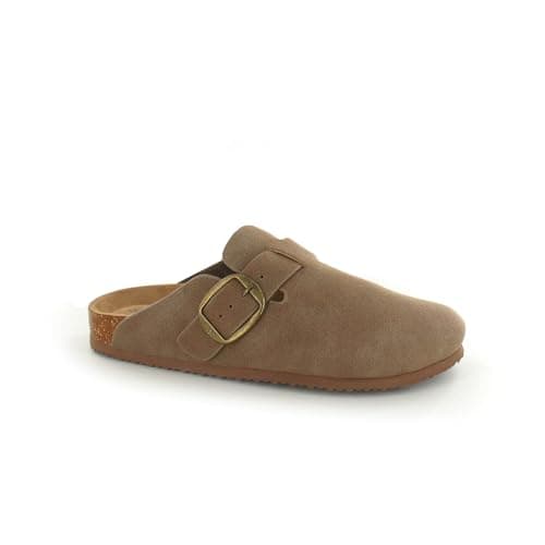 Image of ella Shoes Faux Suede Adjustable Metal Buckle Comfort Footbed Mule Sandals (Mocha, UK Footwear Size System, Adult, Women, Numeric, Medium, 6)