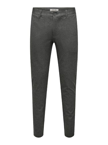Image of ONLY & SONS Onsmark Slim Check 020960 Trousers, Jet Black, 36 W/32 L