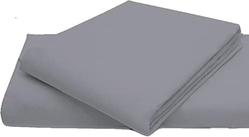 Image of British Home Bedding - 100% Pure Egyptian Cotton 200 Thread Count Flat Bed Sheets - Hypoallergenic, Premium Deluxe Hotel Quality with Supreme Softness (Grey, Single)