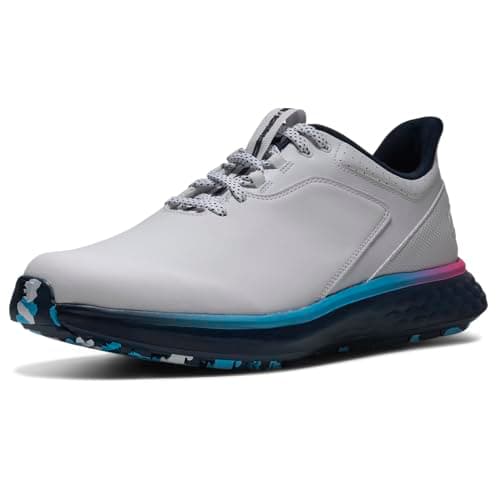 Image of FootJoy Men's FJ Pulse Golf Shoe, White/Navy/Pink, 9 UK Medium