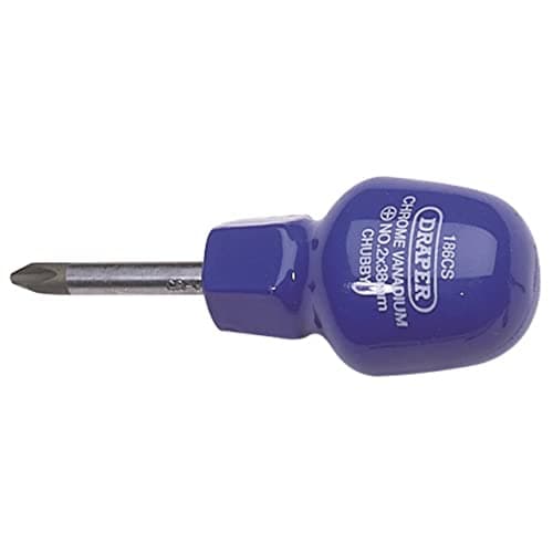 Image of Draper 14096 No 2 Cross Slot Cabinet Pattern Chubby Screwdriver, 38mm, 15.5cm x 3.9cm x 2.6cm