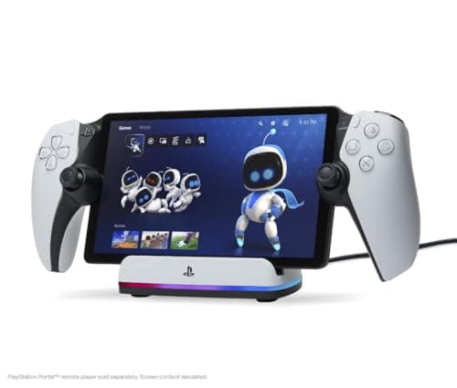 Image of PowerA Charging Station for PlayStation Portal Remote Player with Lumectra, RGB lighting, USB powered, magnetic charger, charge and display, weighted base, officially licensed
