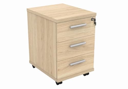 Image of Office Hippo Essentials Heavy Duty Storage Unit, Mobile Storage Cabinet, Featuring 3 Lockable Drawers, Suitable For Commercial Office, Home And Classroom, Canadian Oak, 50D x 40.4W x 59.5Hcm