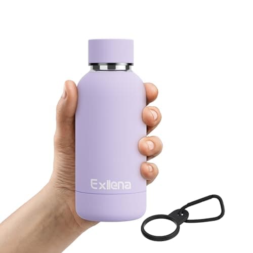 Image of Exllena Water Bottle 350ml with Clip, Double Wall Vacuum Insulated Keeps Drinks Cold 24 Hrs/Hot 12 Hrs, BPA Free (Purple)