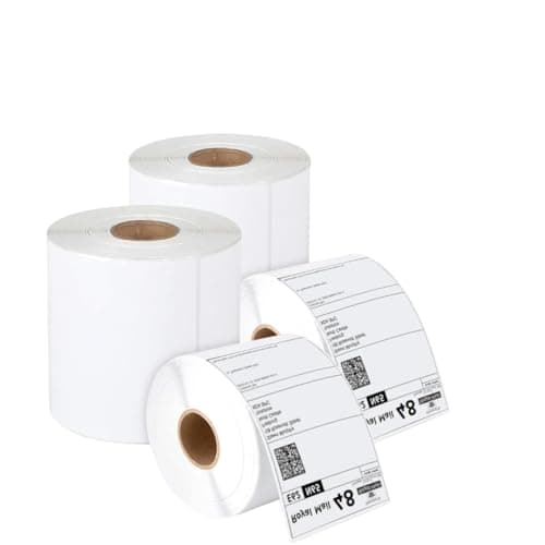 Image of TB1 Products Pack of 2 Rolls 4x6 Thermal Shipping Labels | Direct Thermal White Sticky Label Rolls for Thermal Printers | Waterproof, Tear-Resistant, BPA-Free Barcode & Shipping Stickers