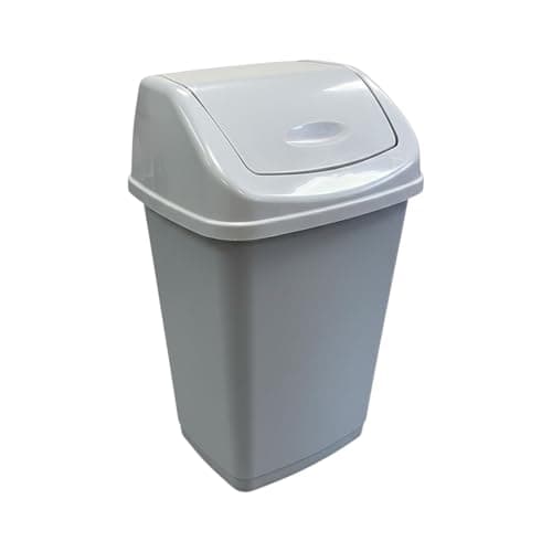Image of Chabrias Ltd 25L Swing Top Bin - Grey Plastic Rubbish Bin with Lid for Kitchen, Bathroom, Office & Utility Rooms - Compact Waste Bin with Easy-Clean Design, Removable Top & Odour-Reducing Swing Lid