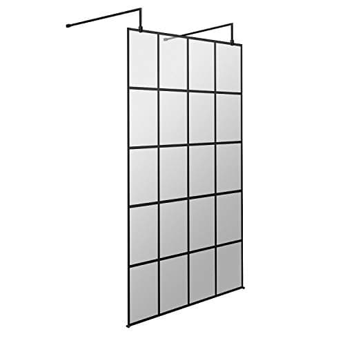 Image of Hudson Reed BFAF12 Modern Bathroom Black Framed Free Standing Wetroom Screen, 1200mm, Black