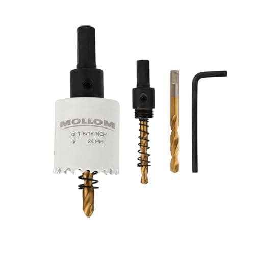 Image of Mollom (34mm | 1-5/16") HSS M42 with 8% cobalt BI-Metal Hole Saw with 2 Pilot Drill Bits & Arbor Smooth Cutting for PVC,Drywall,Wood,Plastic,Gypsum Board,Rubber