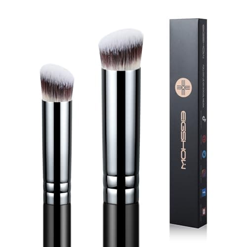 Image of EIGSHOW Concealer Brush Angled Precision Concealer Brush Set Make Up Brush Powder Brush for Cream or Liquid Make-Up Black (E872 & E873)