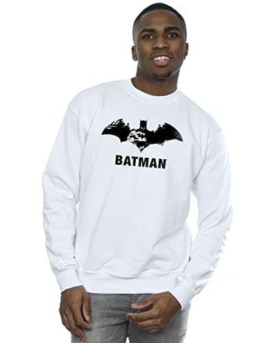 Image of Absolute Cult DC Comics Men's Batman Black Stare Logo Sweatshirt White XXXX-Large