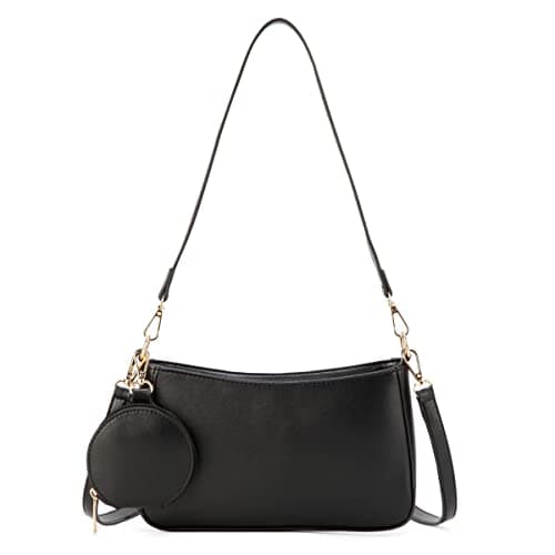 Image of Shoulder Bags for Women, PU Leather Classic Clutch Retro Underarm Bag, Vintage Ladies Mini Handbags with Zipper Closure - Gift for Christmas, Birthday and Anniversary (Black)