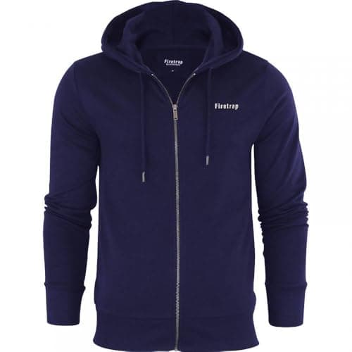 Image of Firetrap Original Mens Designer Classic Full Zip Thru Hoodie Hooded Sweatshirt Jacket Jumper Deep Navy XL