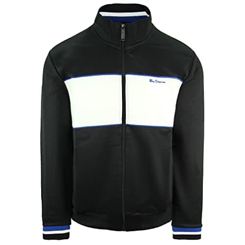 Image of Ben Sherman Long Sleeve Zip Up Black Mens Panelled Track Jacket 0065218 BLACK