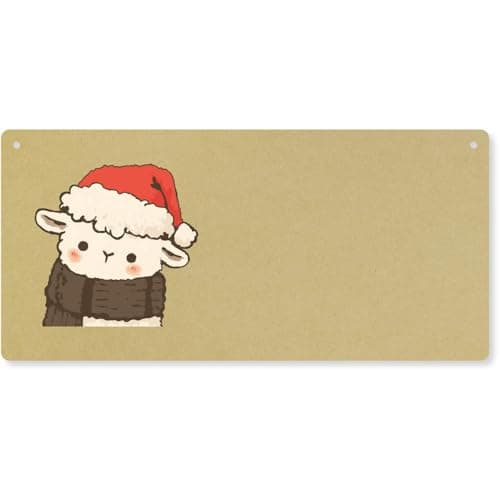 Image of Azeeda 'Cute Christmas Llama Wearing Scarf' Large Wooden Wall Plaque/Door Sign (DP00073170)