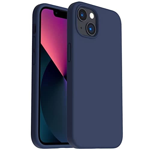 Image of ORNARTO Shockproof Liquid Silicone Designed for iPhone 13 Case Gel Rubber Full Body Protection Anti-Shock Cover Case Drop Protection 6.1inch-Navy Blue