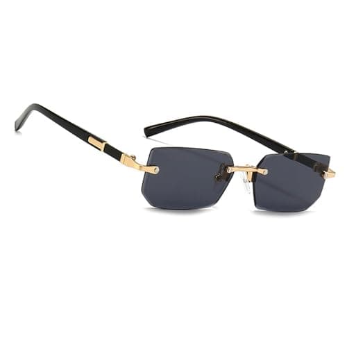 Image of MEGAVOW Rimless Tinted Sunglasses for Women Men, Lightweight Rectangle Frameless Glasses UV400 Protection, Stylish Square Sun Shades for Retro 90s Party Driving Outdoor Activities