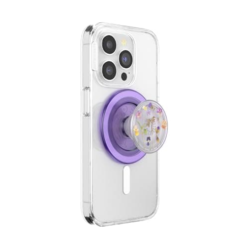Image of PopSockets PopGrip for MagSafe, Magnetic Phone Grip & Stand, Swappable Top, Secure Grip for iPhone MagSafe Cases, Kickstand for Hands-Free Viewing, Wireless Charging Compatible - Purple Fields