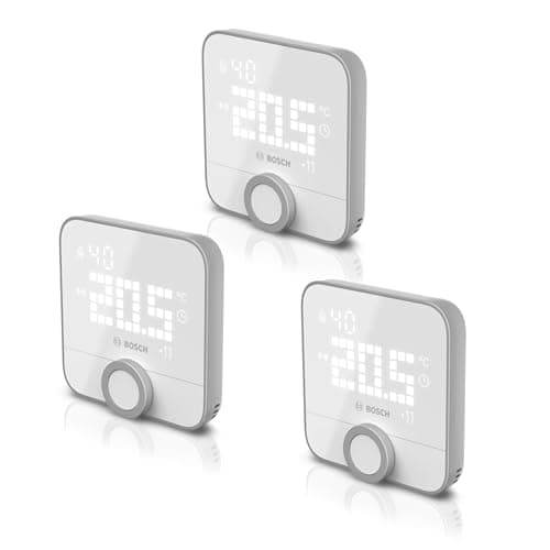 Image of Bosch Smart Home Room Thermostat II for wired heating systems, 230 V, compatible with Google Assistant and Alexa, set of 3