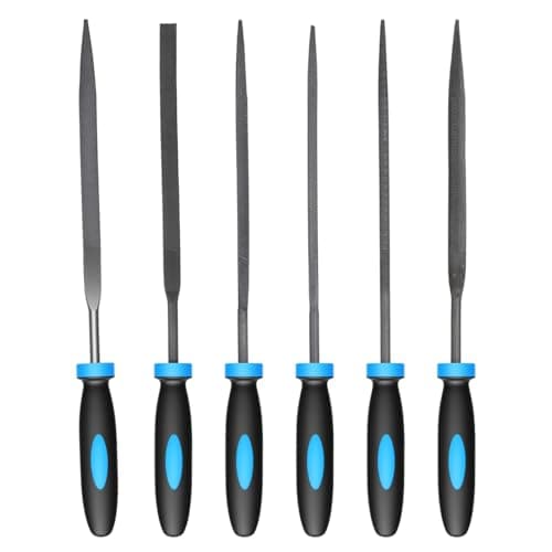 Image of Metal File Set 6 Pcs Needle Files Tools Metal Files for Steel Small Needle File Set Wood File with Handle for Wood Metal Crafts Jewlers DIY Project Leather and Plastic Blue