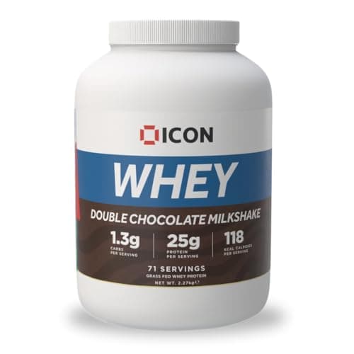 Image of ICON Nutrition Whey Protein Powder — Double Chocolate Milkshake — High Protein, Grass Fed, Low Carbs & Fat, Complete Amino Acid Profile, Cold Shakes or Mix with Foods — 2.27kg, 71 Servings