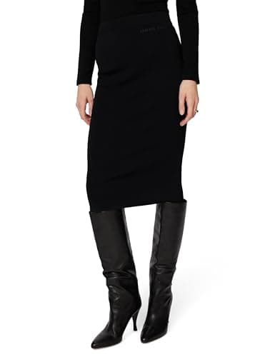 Image of Armani Exchange Women's Below Knee, Side Logo Lettering Slim Fit, Skirt, Black, S, Black, S
