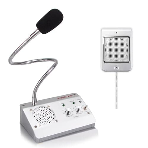 Image of LiwCho Dual-Way Window Intercom,Window Speaker System,Anti-Interference Intercommunication Microphone.for Business,Bank,Office,Hospital,Counter,Store,Station,School,Ticket Window (Slive)
