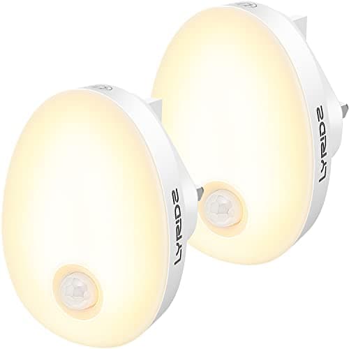 Image of Lyridz Night Light Plug in Wall (2Pack), LED Motion Sensor Lights Indoor, Dimmable Warm White Night Light with Auto/On/Off Mode for Nursery Kids Children's Room Bedroom, Stairs, Hallway, Corridor