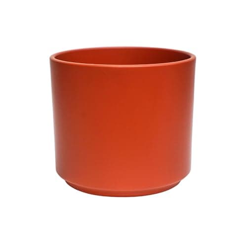 Image of Ivyline Prague Planter in Cayenne with Waterproof Exterior and Cylindrical Shape - Matte Finished Flower Pot - Modern Home Decoration - H14.5 x D16 cm