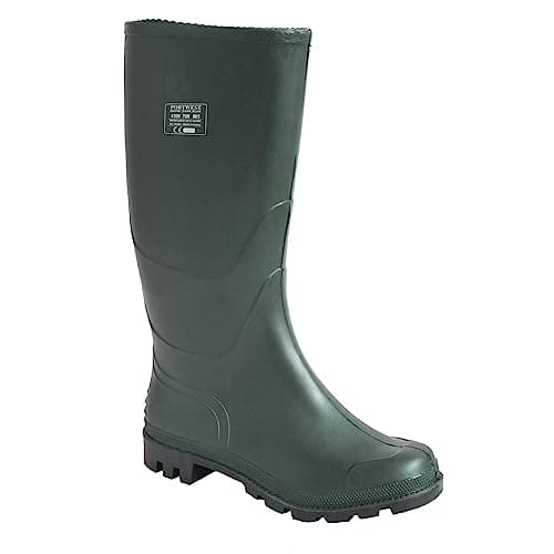 Image of Portwest FW90 PVC Waterproof Mens Wellington Boots Adult Wellies Slip Resistant Protective Footwear, Green, 44