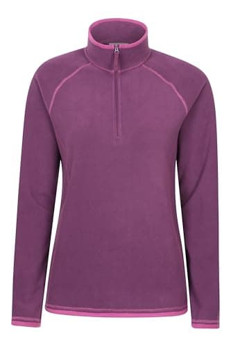 Image of Mountain Warehouse Montana Womens Microfleece - Breathable Ladies Sweater, Quick Drying Pullover, Warm Fleece Jacket, Half Zip - Spring Summer, Travelling Berry Women's Size 10