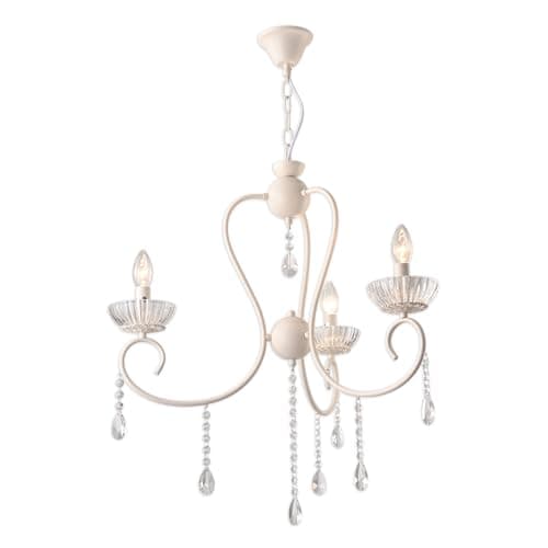 Image of TEKLED Versailles Elegance Crystal Swan Chandelier Ceiling Light | E14 Fitting | Modern Minimalist Design | for Living Rooms Dining Halls Hallways Foyers | Ivory White - 3 Candle (Bulb not Included)