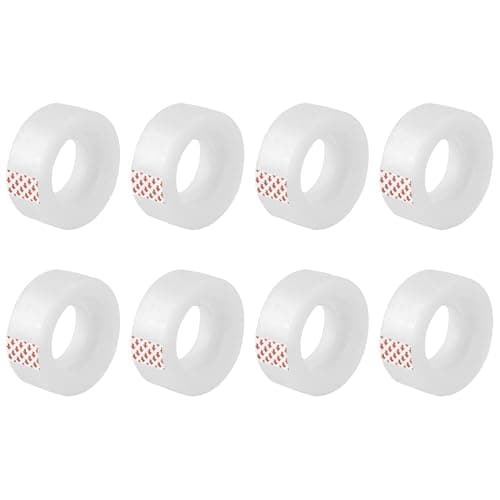 Image of D.RECT Adhesive Tape Transparent - Pack of 8 Rolls Office Tape 19mm x 33m - Strong Adhesion Sticky Tape for School Home and Office