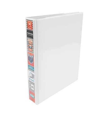 Image of Elba A5 2 D-Ring Binder, 25mm capacity, 40mm spine, Presentation Folder with Customisable Cover, Portrait, White (Pack of 6)